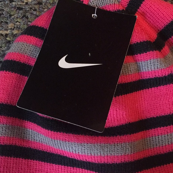 NIKE Pink/Black/Gray Striped Beanie - Picture 4 of 6